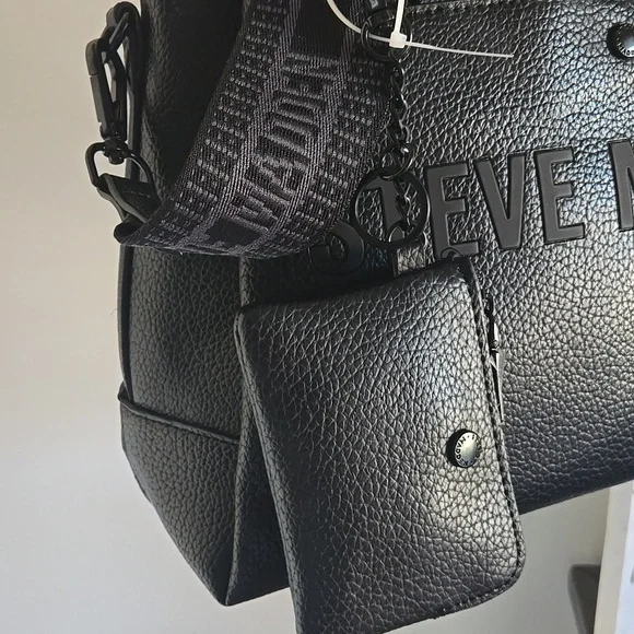 Steve Madden BShiloh Black/Black Tote with Mini Pouch - Picture 2 of 13